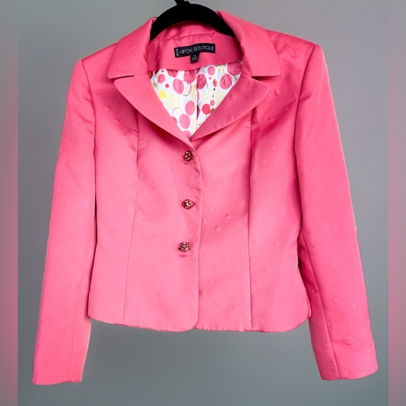Nipon Boutique Womens Blazer Fuchsia Pink Cropped Cocktail Vintage Size 4P - Picture 1 of 16